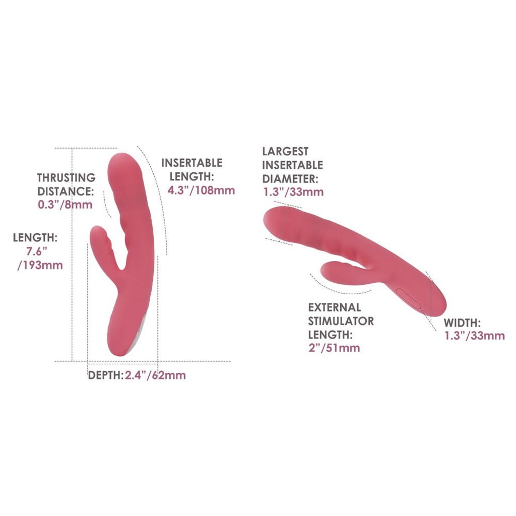 Svakom - Avery Stotende Rabbit Vibrator Roze afmeting